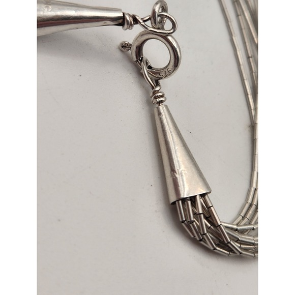 Sterling Silver Liquid Silver Multi Strand Necklace Bracelet Earring Set 925 - Picture 9 of 10